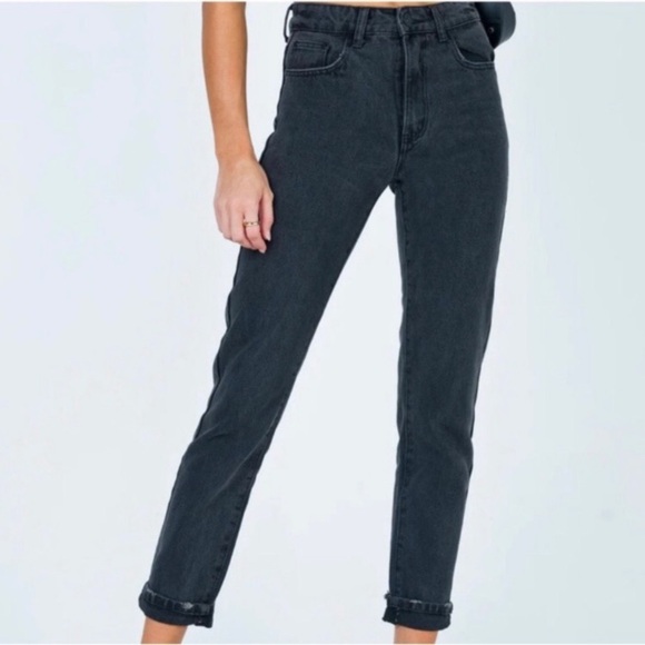 Princess Polly 100% Cotton slim fit straight ankle mom jean 0-2 24-26” gray wash - Picture 12 of 13